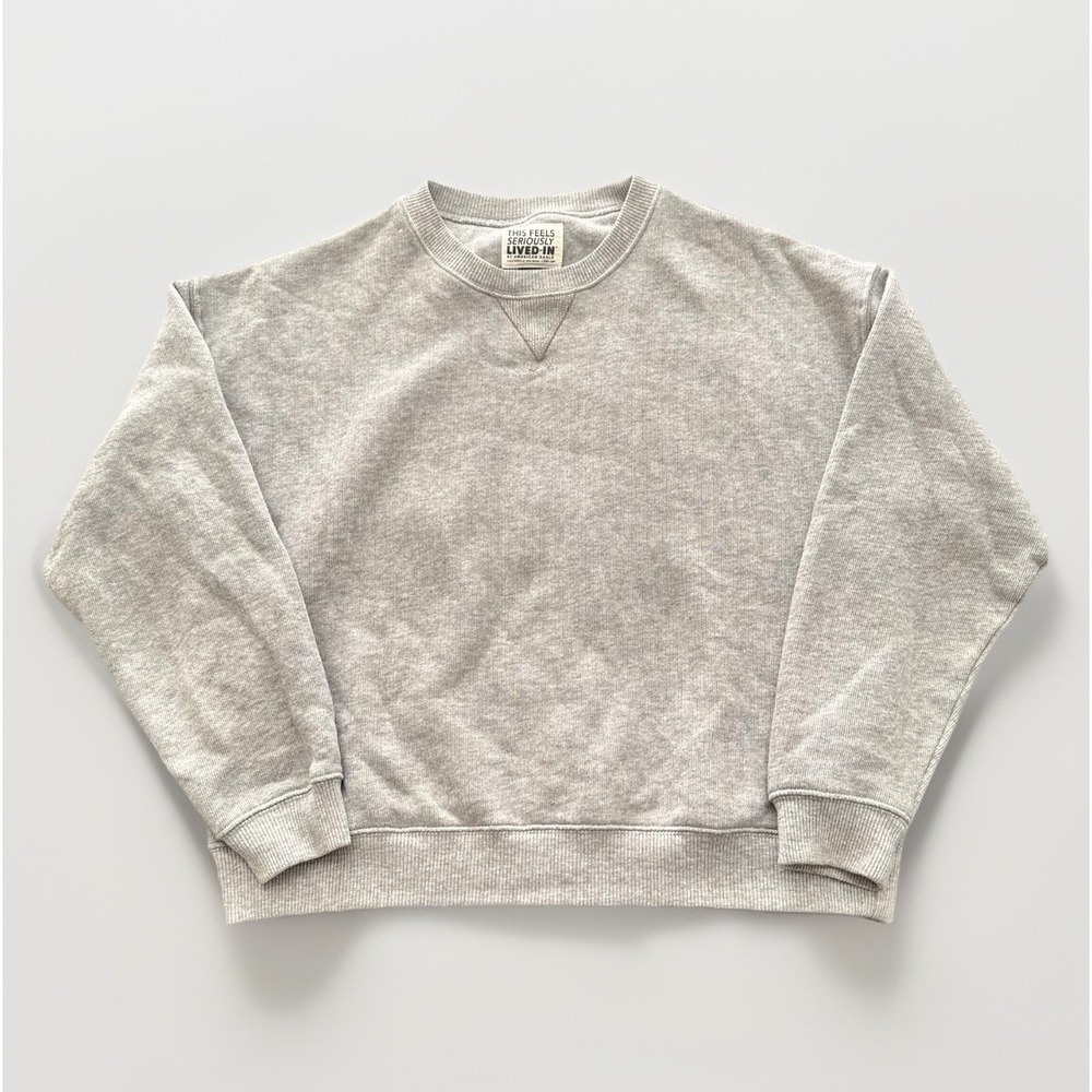 American‎ Eagle Light Gray Women's Crewneck Sweater Small Oversized Lounge Comfy